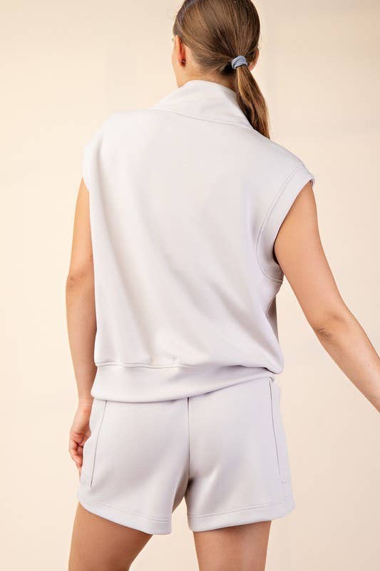 Sleeveless Scuba Luxe V-neck Sweater Top Sweatshirt by Sunday Morning