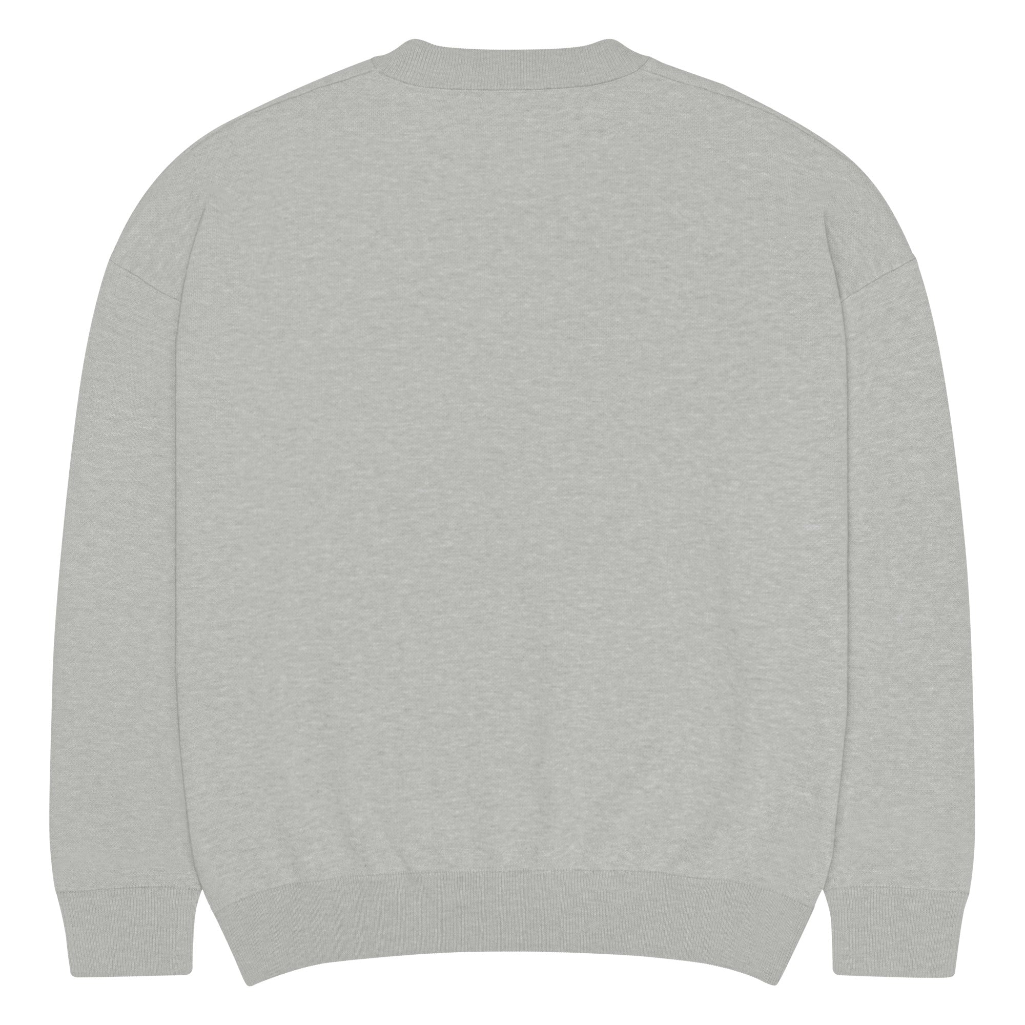Back of a Gray knitted sweatshirt 