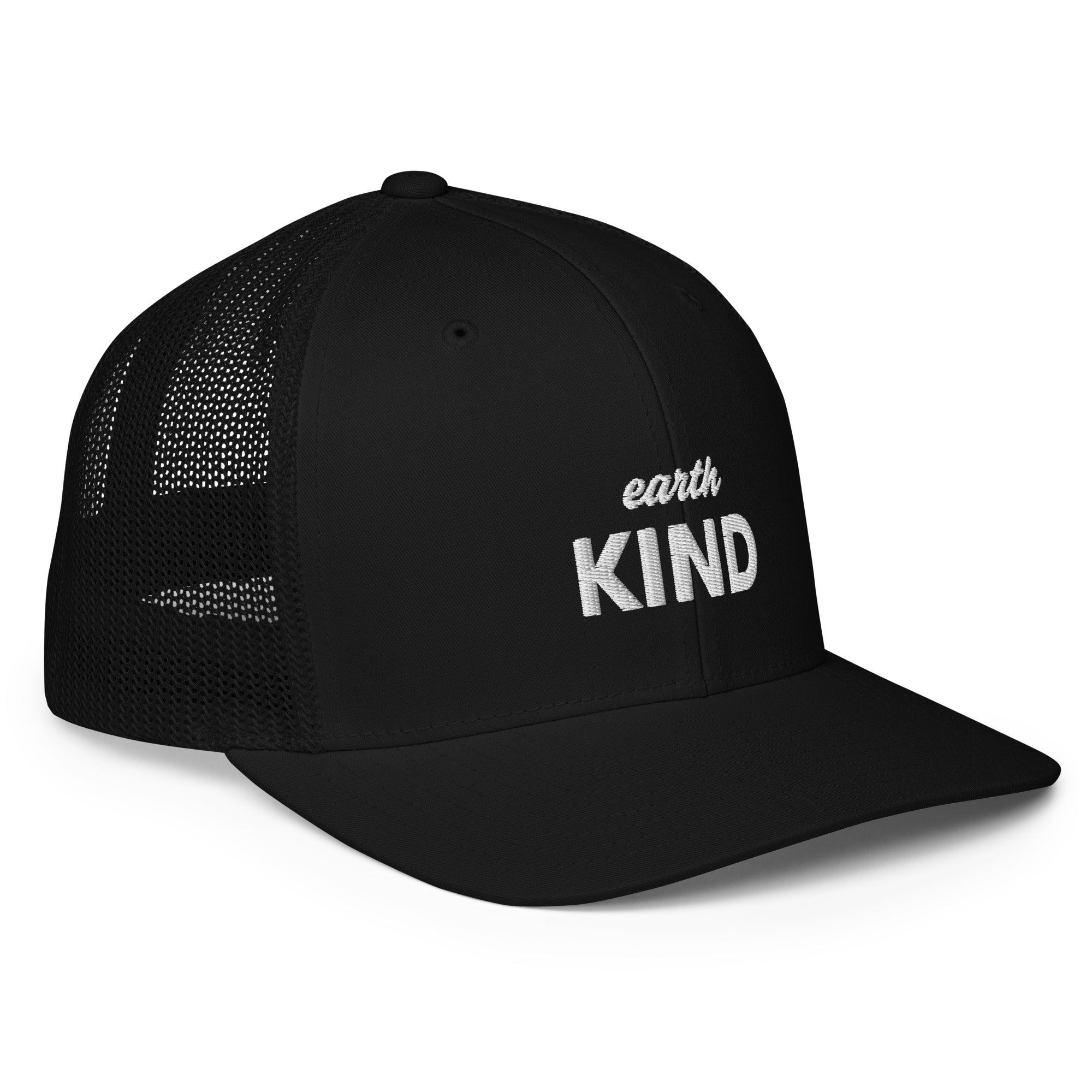 Black Earth Kind - Closed-back Trucker Cap Trucker Hat by Carl & Lyn right side