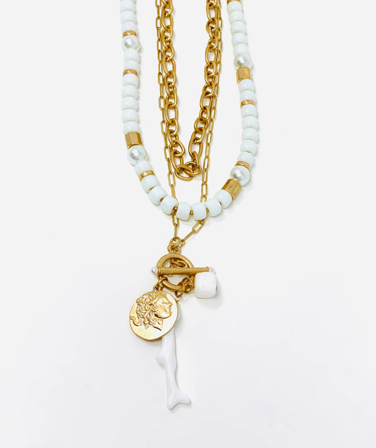 Gold Castaway Necklace Necklace by Fornash front pendant zoomed view with material detail