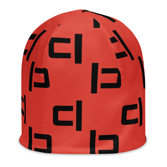 Cinnabar C&L Staggered Large Logo Beanie Beanie by Carl & Lyn front