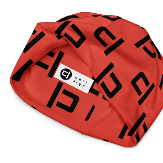 Cinnabar C&L Staggered Large Logo Beanie Beanie by Carl & Lyn inside