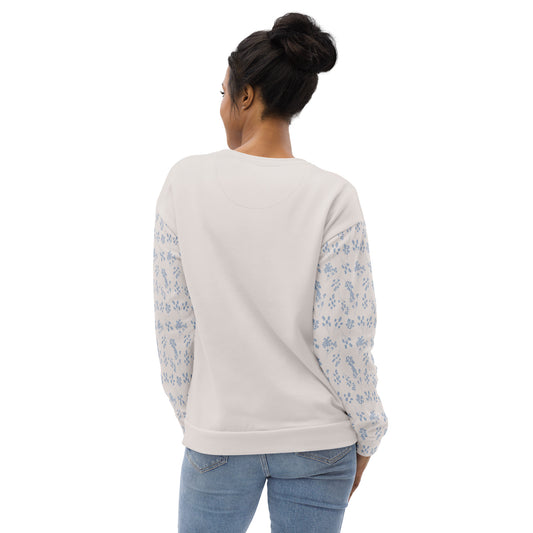 Blue Fog Gossypium - Eco Sweatshirt Sweatshirt by Carl & Lyn back with person wearing jeans looking left