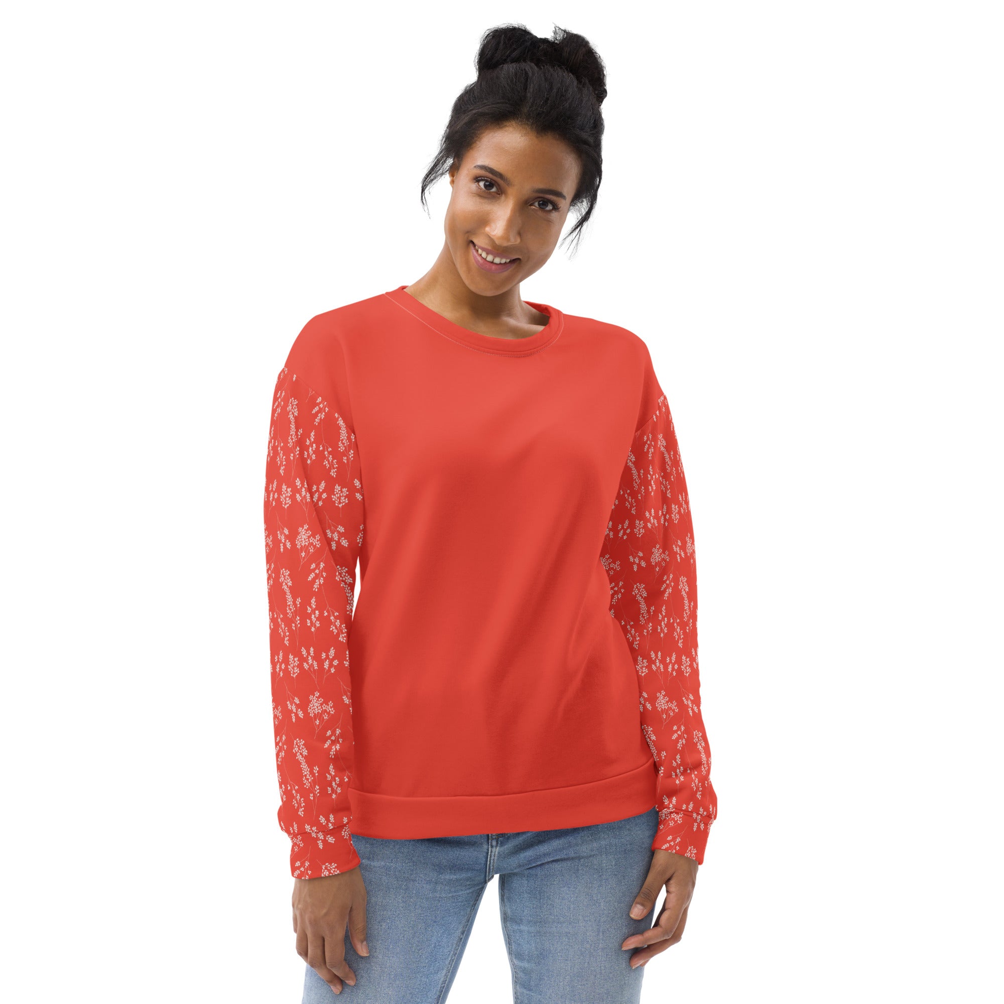Cinnabar Gossypium - Eco Sweatshirt Sweatshirt by Carl & Lyn front with person wearing with jeans looking straight ahead