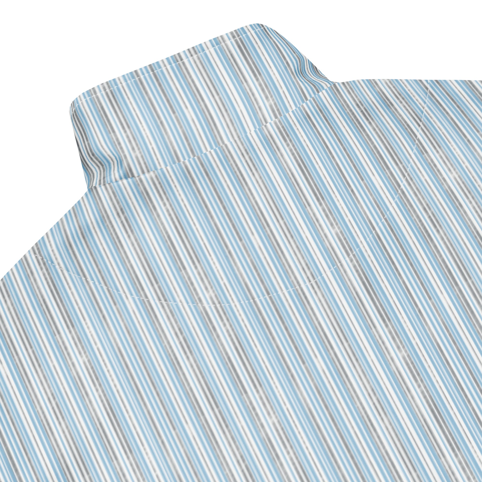 Air Striped Eco Track Jacket Outerwear by Carl & Lyn slanted back view of collar zoomed in 