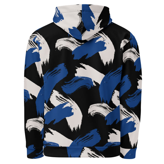 Black w/Cerulean & Cream Strokes - Eco Hoodie Hoodie by Carl & Lyn back