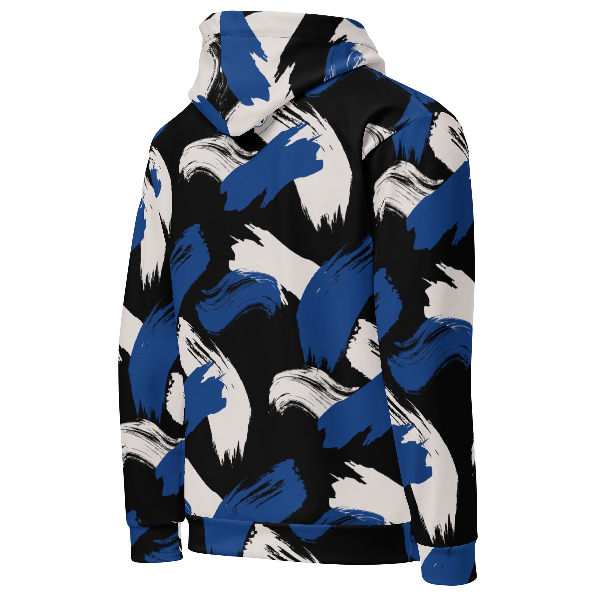 Black w/Cerulean & Cream Strokes - Eco Hoodie Hoodie by Carl & Lyn back right