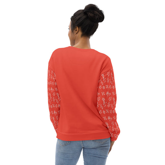 Cinnabar Gossypium - Eco Sweatshirt Sweatshirt by Carl & Lyn back with person wearing jeans looking left arms at side
