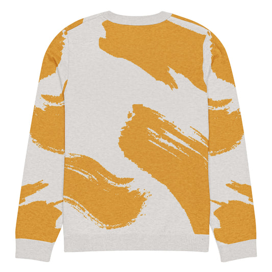 Mustard Strokes - Knitted Crew Neck Sweater by Carl & Lyn back