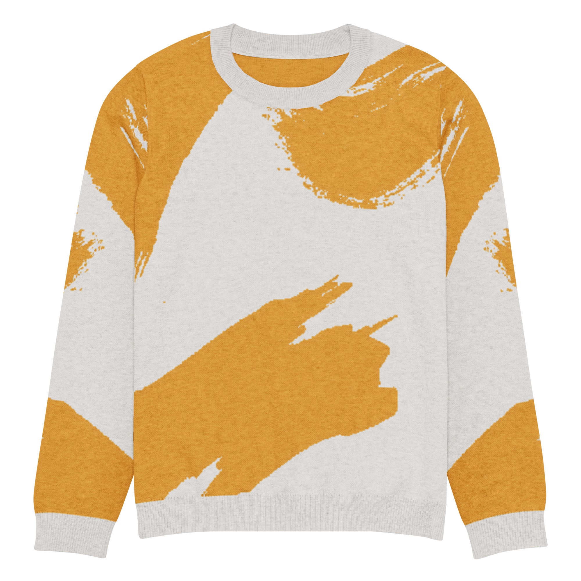 Mustard Strokes - Knitted Crew Neck Sweater by Carl & Lyn front
