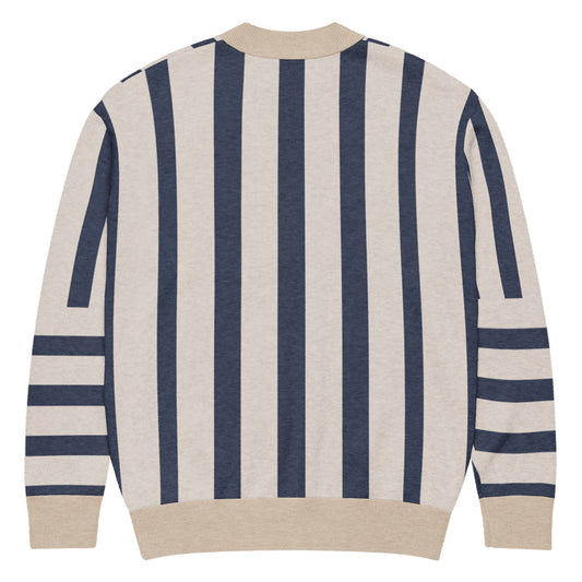Navy Striped Knitted Cardigan by Carl & Lyn back