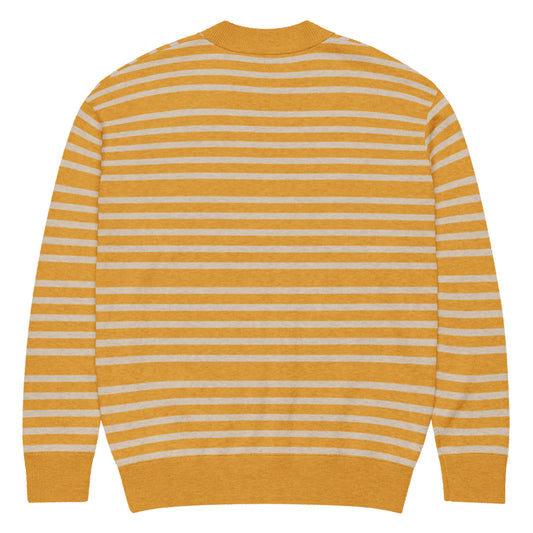 Mustard Striped Women's Knitted Cardigan Cardigan by Carl & Lyn back