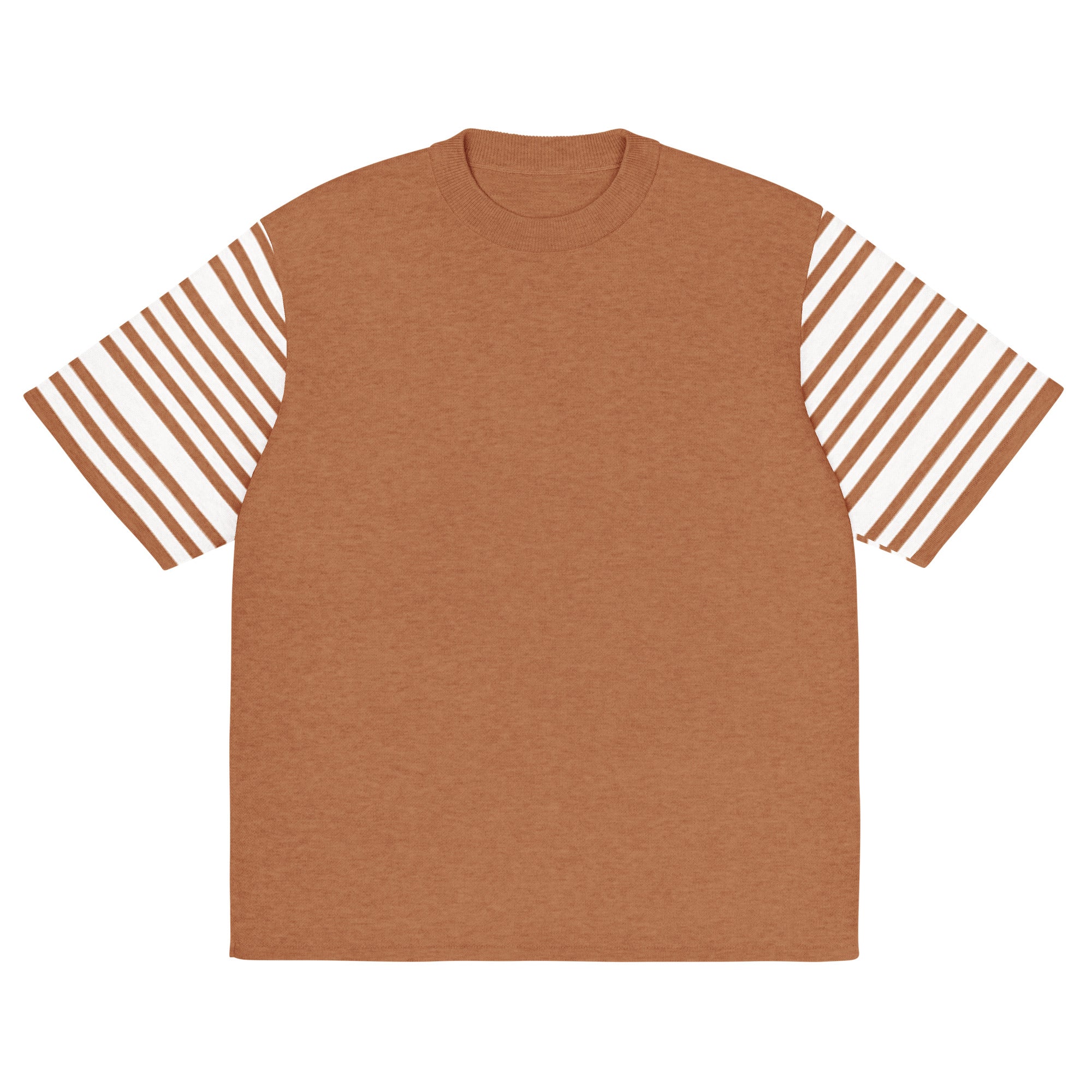 Earthy/Cloud Striped Knitted Tee T-shirt by Carl & Lyn front
