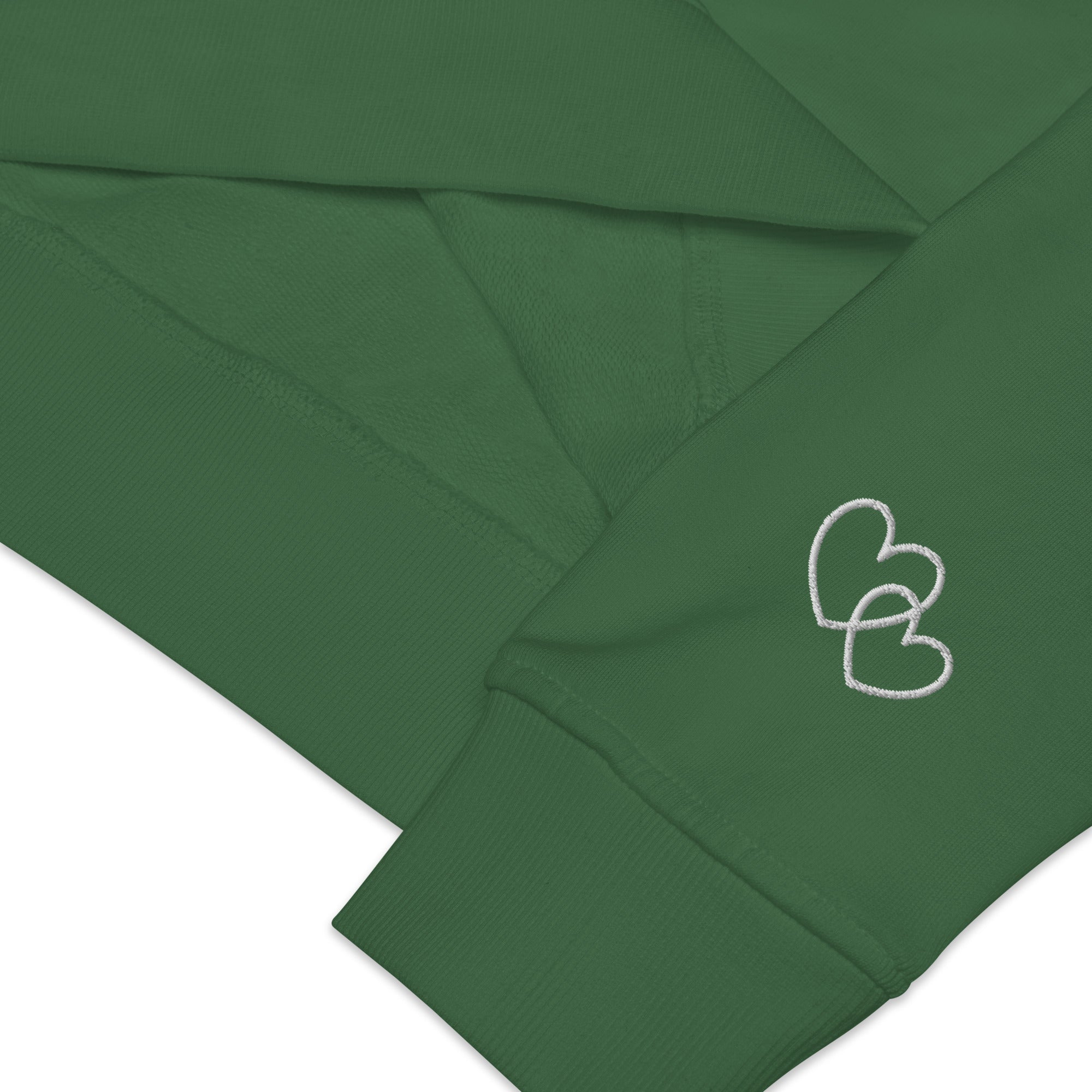 Embrace differences - Eco Sweatshirt Sweatshirt by Carl & Lyn bottle green left cuff with embroidery hearts