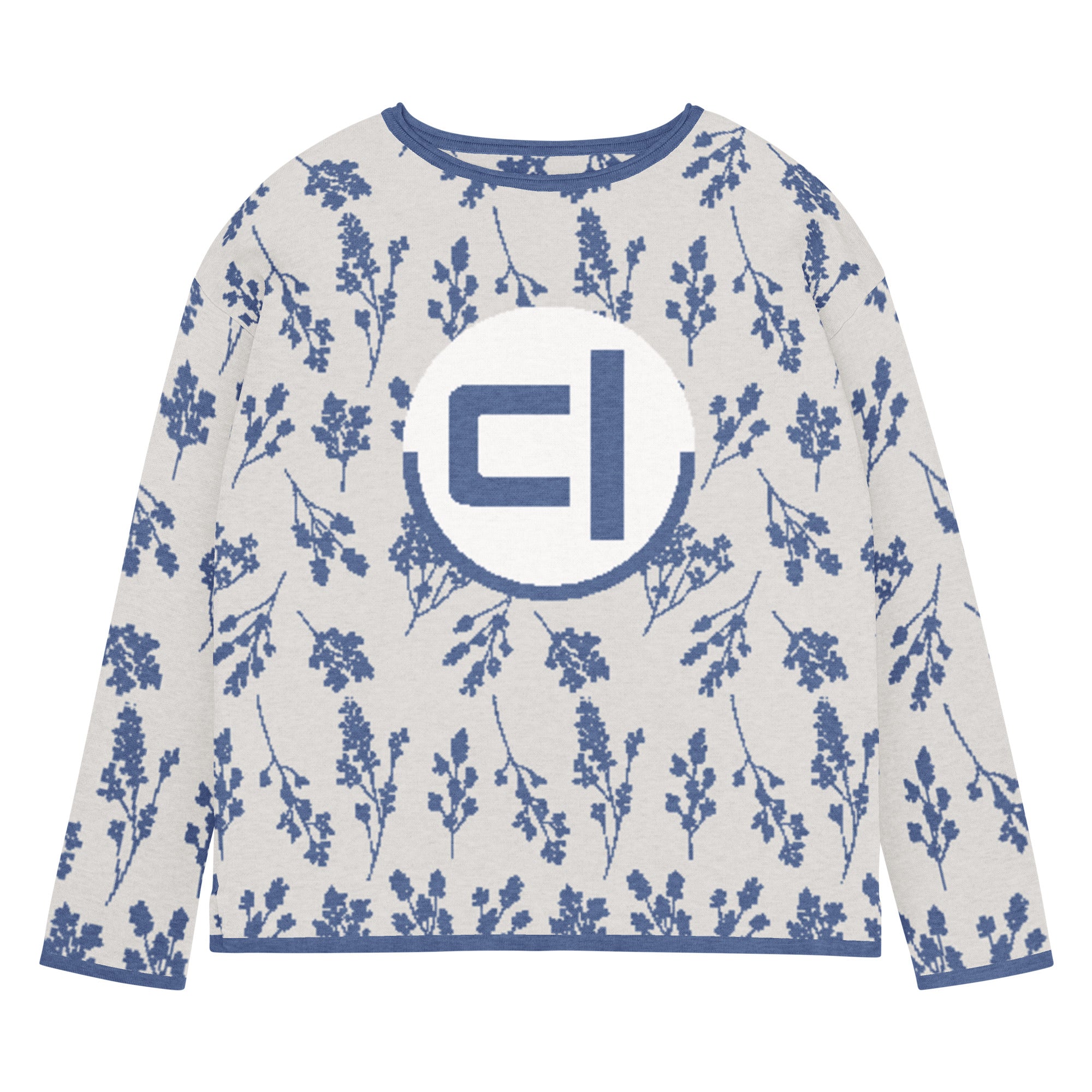 Blue Fog Gossypium Women’s Straight Bottom Knitted Sweater Sweater by Carl & Lyn front