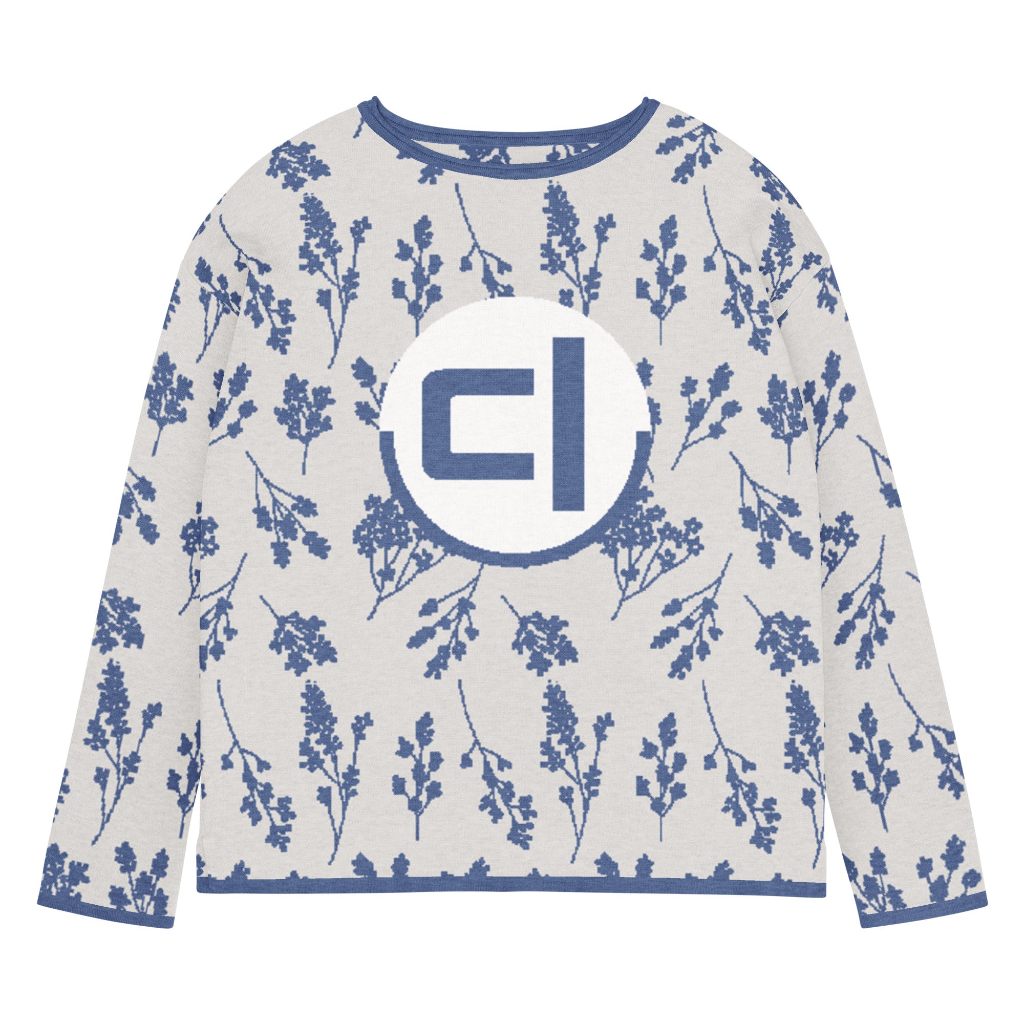 XL Blue Fog Gossypium Women’s Straight Bottom Knitted Sweater Sweater by Carl & Lyn